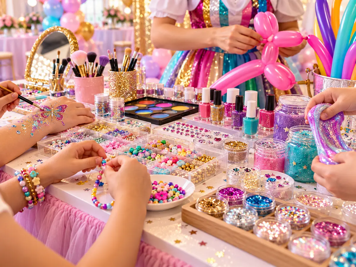 Taller creativo infantil con glitter y pulseras